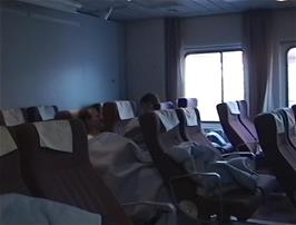 Our bedroom for the night - the reclining seats room on Deck 7!  Well bunks were expensive, so we thought we would travel as cheaply as possible